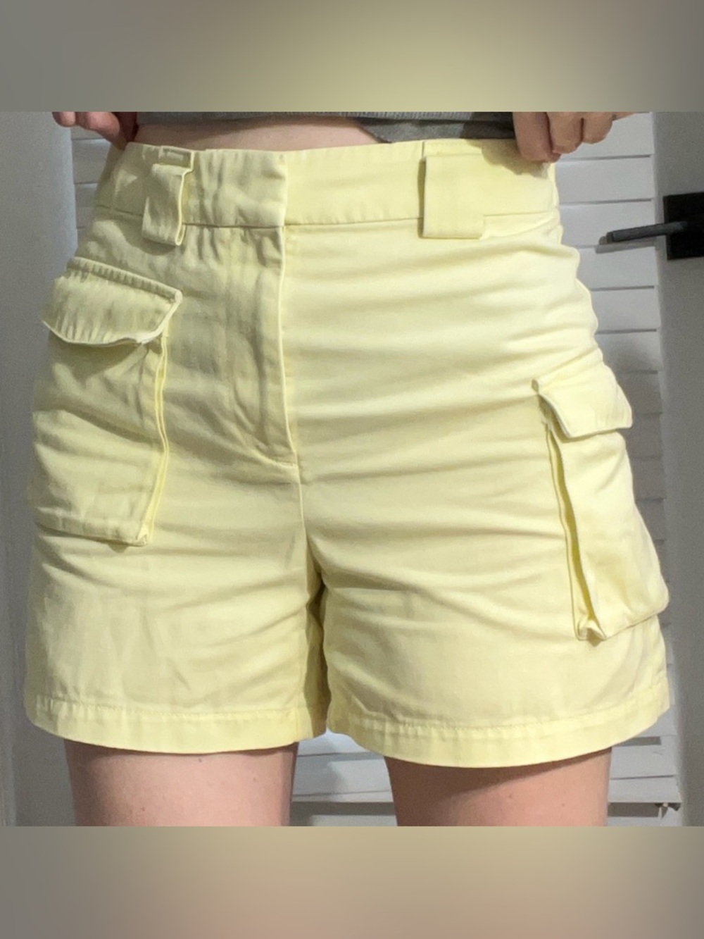 TNA Yellow High-Rise Cargo Shorts | M